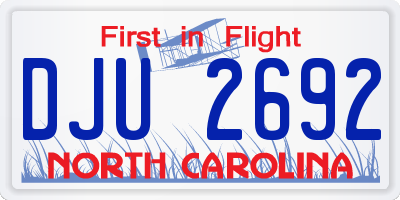 NC license plate DJU2692