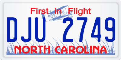 NC license plate DJU2749