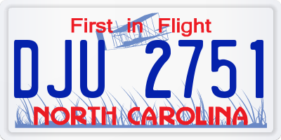 NC license plate DJU2751