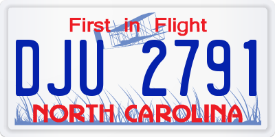 NC license plate DJU2791