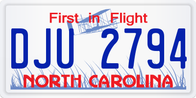 NC license plate DJU2794