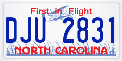 NC license plate DJU2831