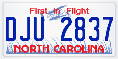 NC license plate DJU2837