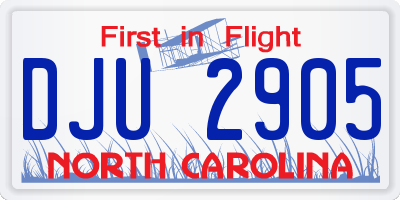 NC license plate DJU2905