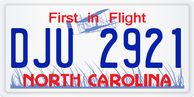 NC license plate DJU2921