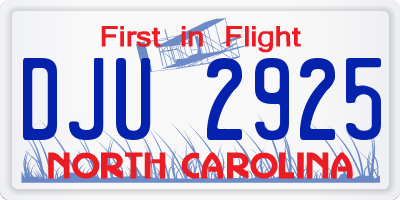 NC license plate DJU2925