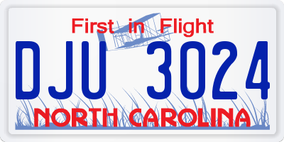 NC license plate DJU3024