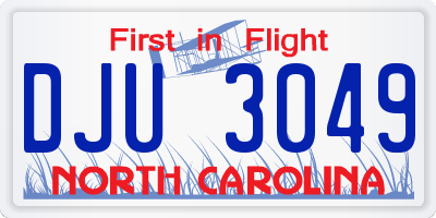 NC license plate DJU3049