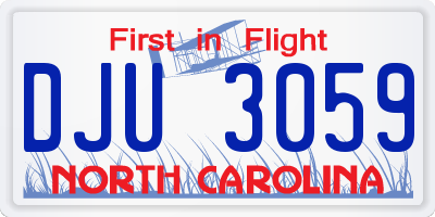 NC license plate DJU3059