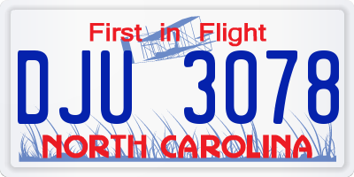 NC license plate DJU3078