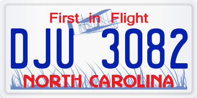 NC license plate DJU3082