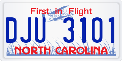 NC license plate DJU3101