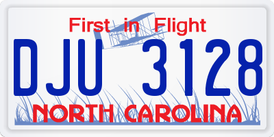 NC license plate DJU3128