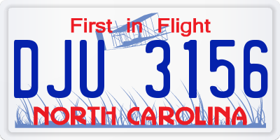 NC license plate DJU3156