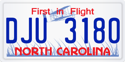 NC license plate DJU3180