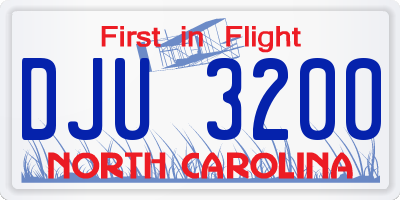 NC license plate DJU3200