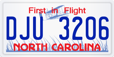NC license plate DJU3206