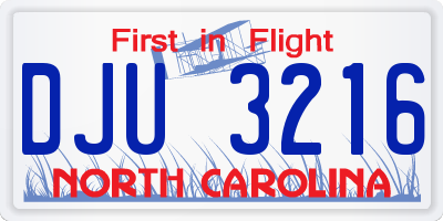 NC license plate DJU3216