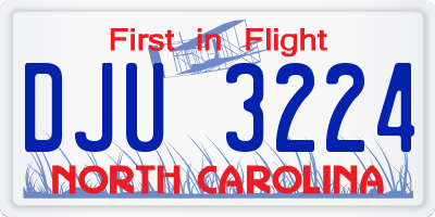 NC license plate DJU3224