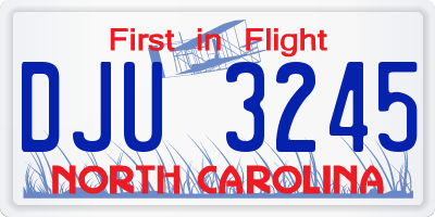 NC license plate DJU3245