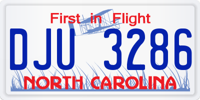 NC license plate DJU3286