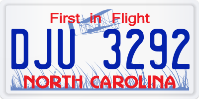NC license plate DJU3292