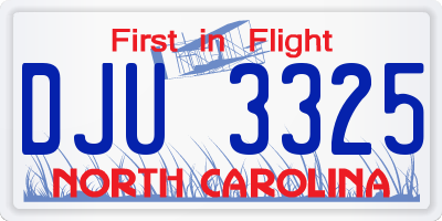 NC license plate DJU3325