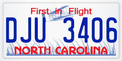 NC license plate DJU3406