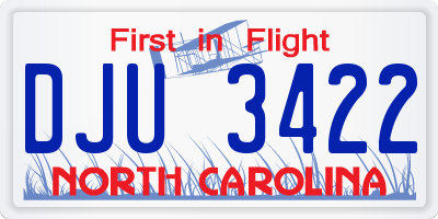 NC license plate DJU3422