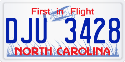 NC license plate DJU3428