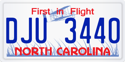 NC license plate DJU3440