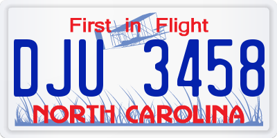 NC license plate DJU3458