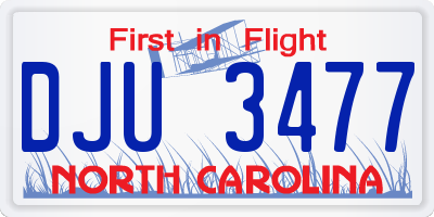NC license plate DJU3477