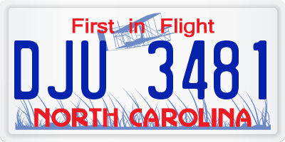 NC license plate DJU3481