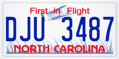 NC license plate DJU3487