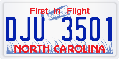 NC license plate DJU3501