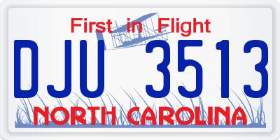 NC license plate DJU3513