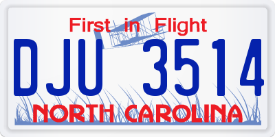 NC license plate DJU3514