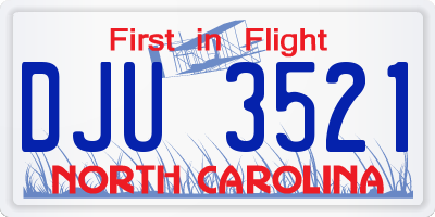 NC license plate DJU3521