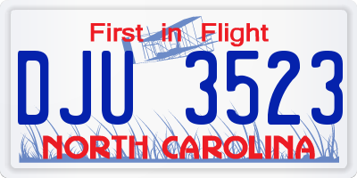 NC license plate DJU3523