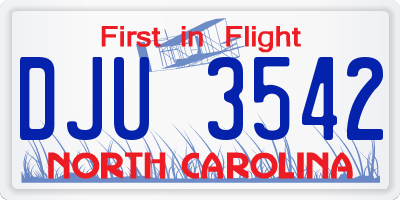 NC license plate DJU3542