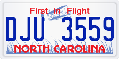 NC license plate DJU3559