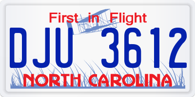 NC license plate DJU3612