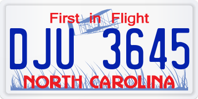 NC license plate DJU3645