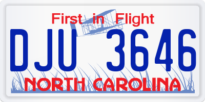 NC license plate DJU3646