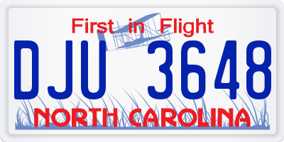 NC license plate DJU3648