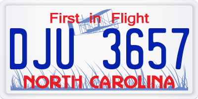NC license plate DJU3657