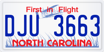NC license plate DJU3663