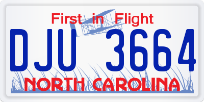 NC license plate DJU3664