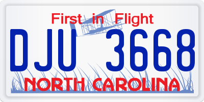 NC license plate DJU3668